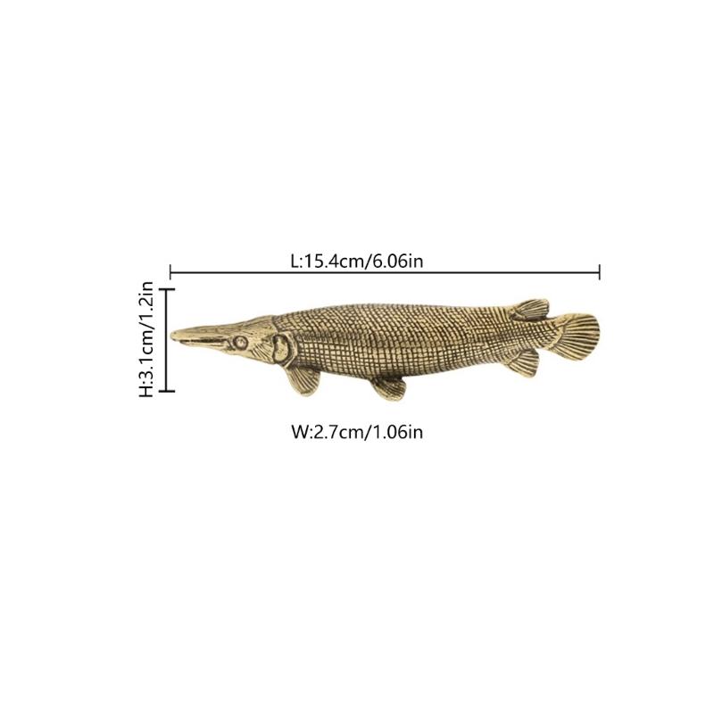 Metal Fish Figurines Animal Statues Alligators Gar Sculptures Collectibles Table Ornament for Office Home Desktop Decors