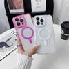 For iPhone 16 Pro Magnetic Case Clear Colorful Frame TPU+PC Phone Back Cover with Lens Film