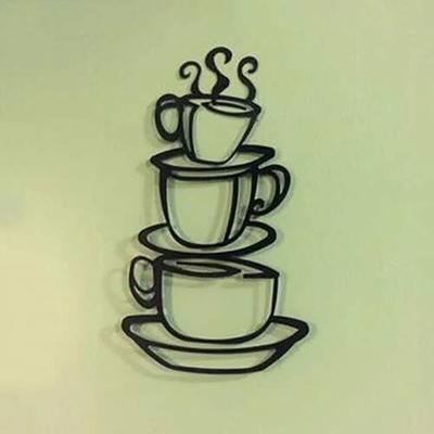 Black Coffee Cup Silhouette Metal Wall Art for Home Decoration,Restaurants Gifts Restaurants Decor Black Coffee Cup Metal