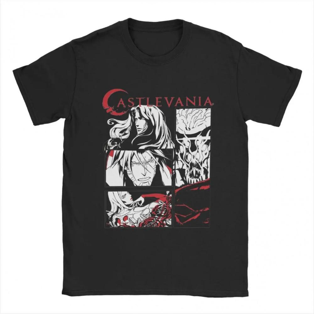 

Casual Short-Sleeve Round Neck T-Shirt Featuring A Black and White Castlevania Comic Design S разноцветный