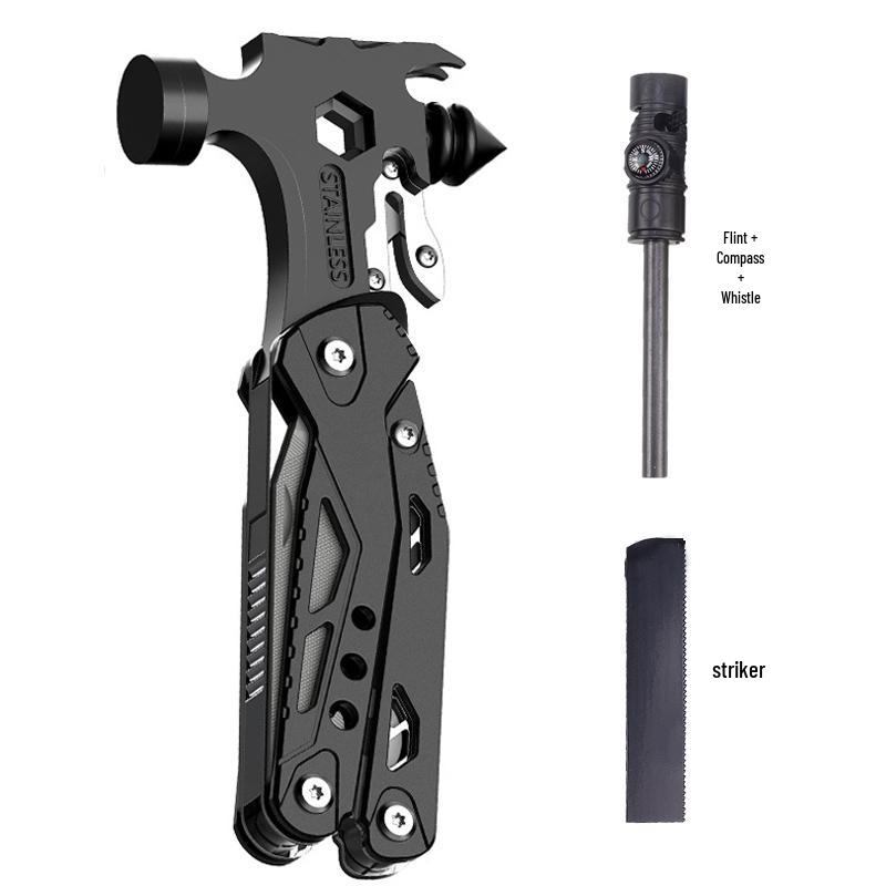Multifunctional Outdoor Tool: Pliers, Hammer, Folding Knife, Vehicle Window Breaker