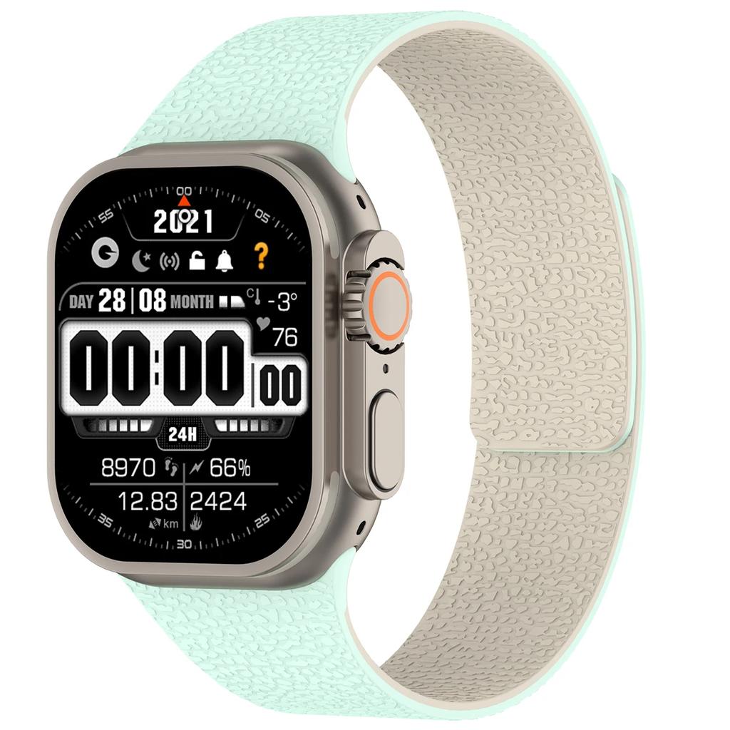 Magnetic Sport Strap For Apple Watch Ultra 3/2 49mm 38 40 41 44 45 46mm Litchi Pattern Silicone Band For Iwatch S11 10 9 8 7 SE3