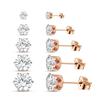 5 Pairs Zircon Stud Earrings Set For Women Men Fashion Gold  Color Earring Unisex Ear Piercings Jewelry Gift