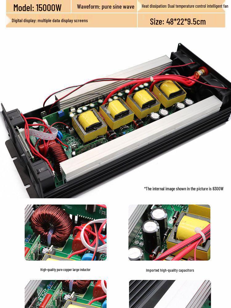 High Power Pure Sine Wave Inverter: 12V/24V Truck To 220V Electric Vehicle, 48V/60V Battery for Home or Car Use.