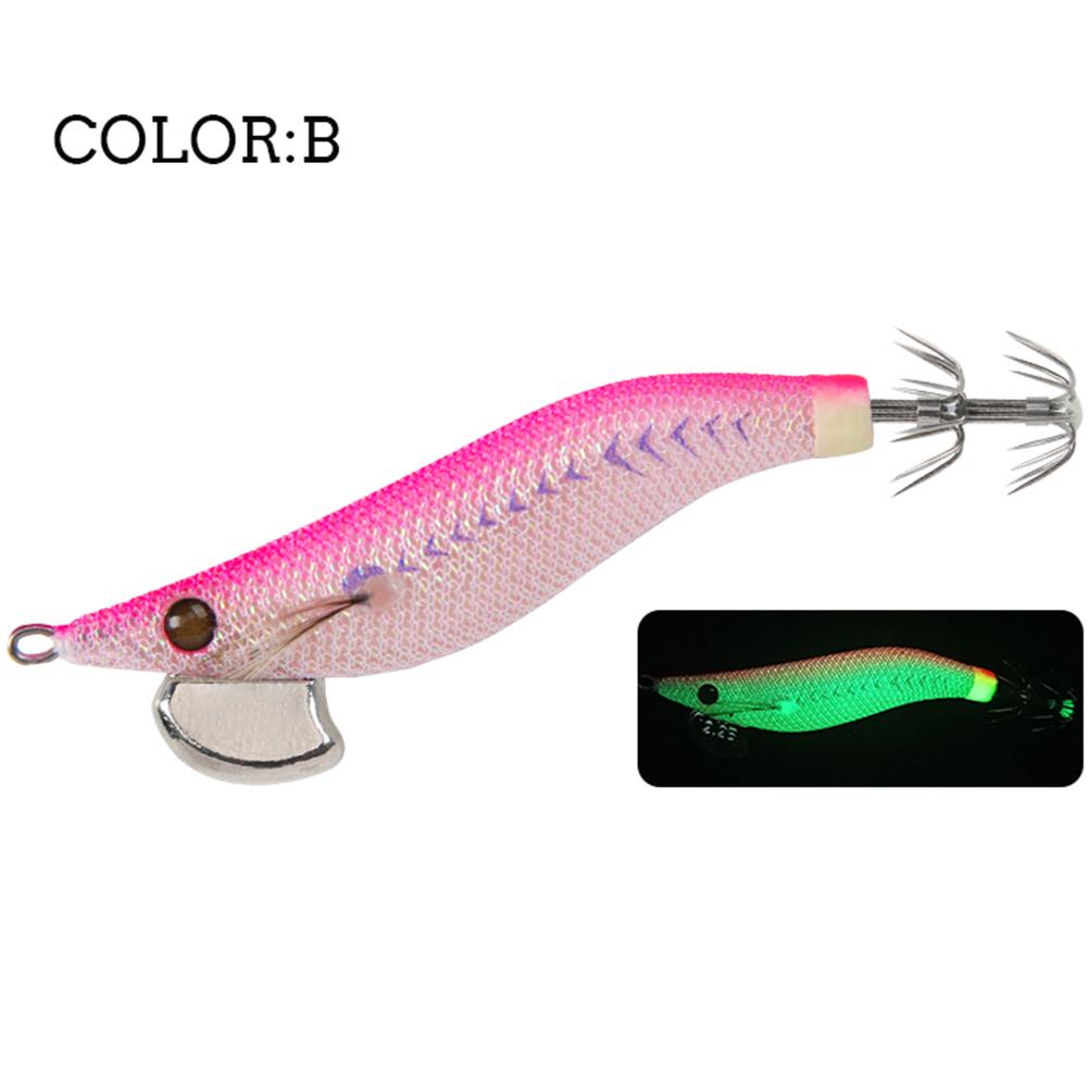 Luminous Fishing Bait Squid Jig Baits with Squid Hook for Fishing (Style B) #C