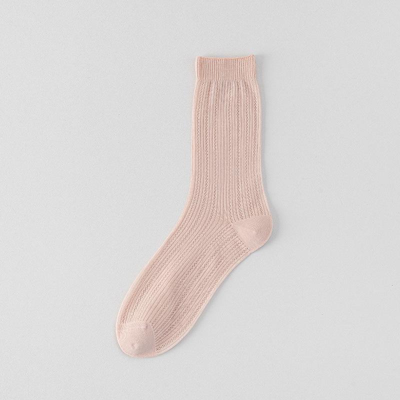 Women's Mulberry Silk Mid-Calf Mesh Socks - Antibacterial, Lightweight, Seamless, Slouchy, Ballet Style