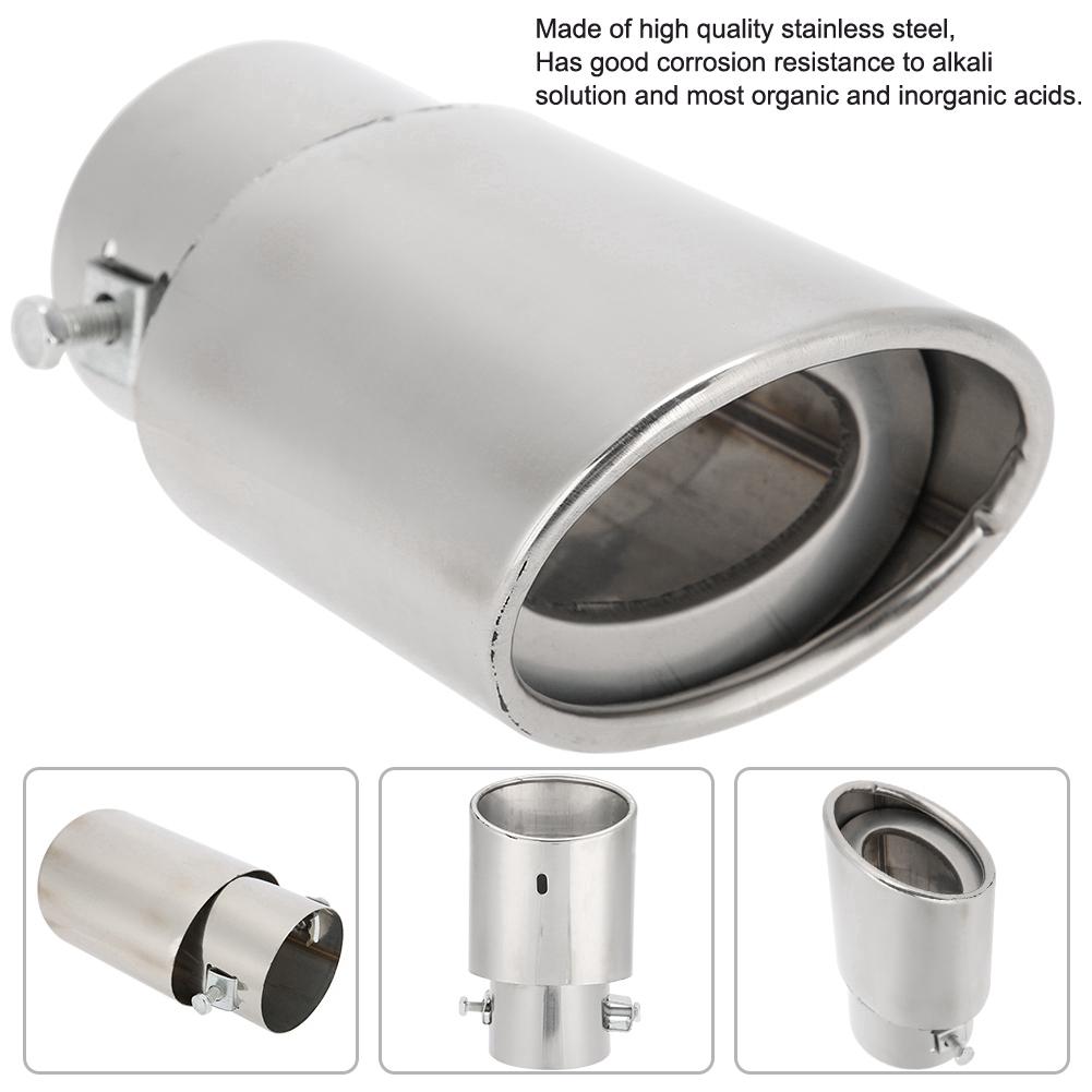 Blank Sølv Rustfritt Stål Universalt Bil Rett Eksosrør Bakre Lyddemper Tips Hale Hals