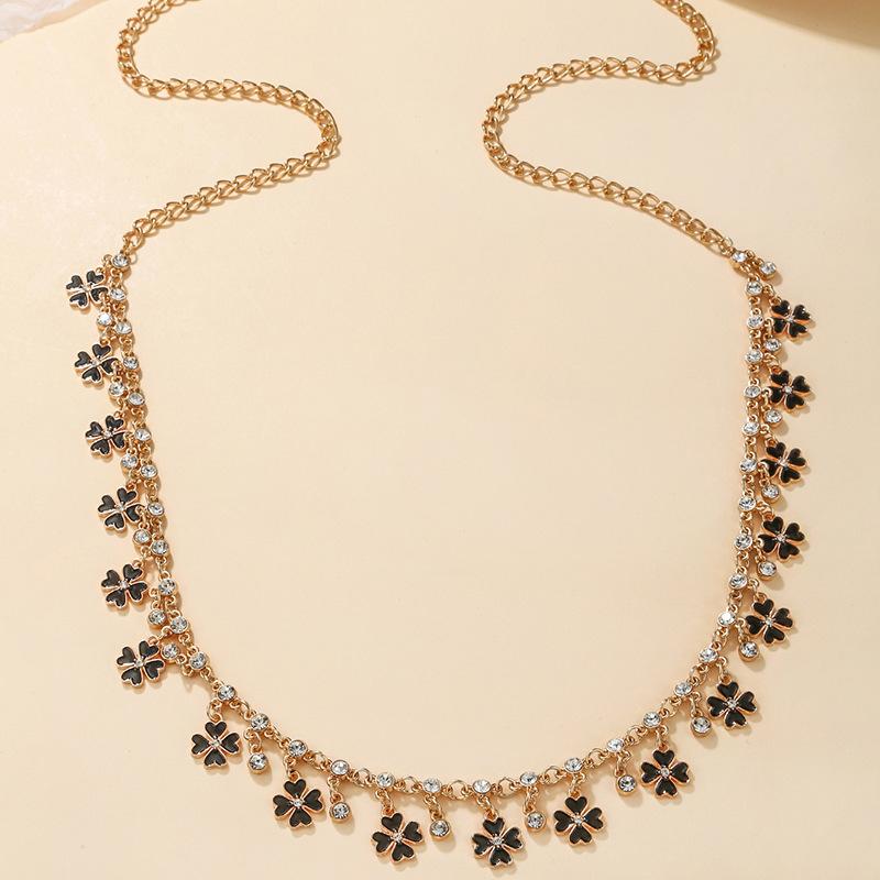 

Сексуальная четырехлистная клеверная трехмерная цепочка на талию с кисточками женская простая полая однослойная металлическая цепочка для тела