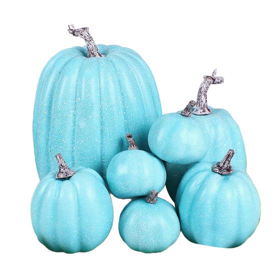 7 Pcs Artificial Pumpkins Assorted Sizes Faux Foam Pumpkin Crafts Farmhouse Rustic Fall Table Centerpiece for Halloween Mantel Shelf Decoration