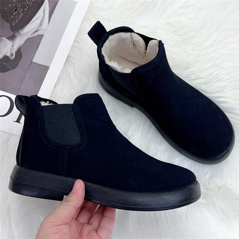 Winter Velvet Women's Cotton Shoes Are Warm Simple Fashionable Flat Comfortable Versatile Short Boots Anti Slip Snow Boots