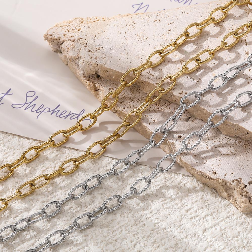 1m Edelstahl Kettenglied Kette Goldene Farbe O-Verschluss Kette für Schmuckherstellung DIY Gliederkette Armband Zubehör