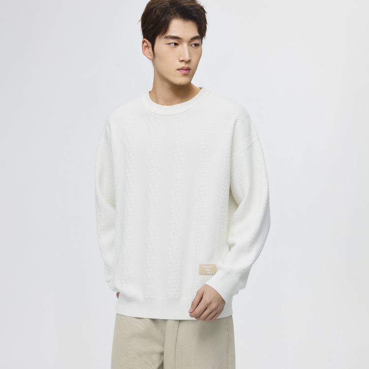 WOOG2005 Men s Black Cable Knit Sweater - 2025 Winter Round Neck Casual, Warm, Slightly Loose Knitwear 2XL