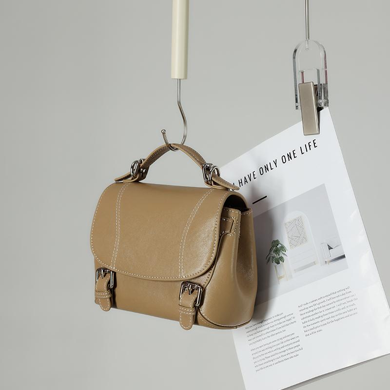 fashiable luxurious designer flip bag Women s genuine leather mini handbag Ladies 2026 spring/summer commuting shopping bags 19x9x15cm хаки