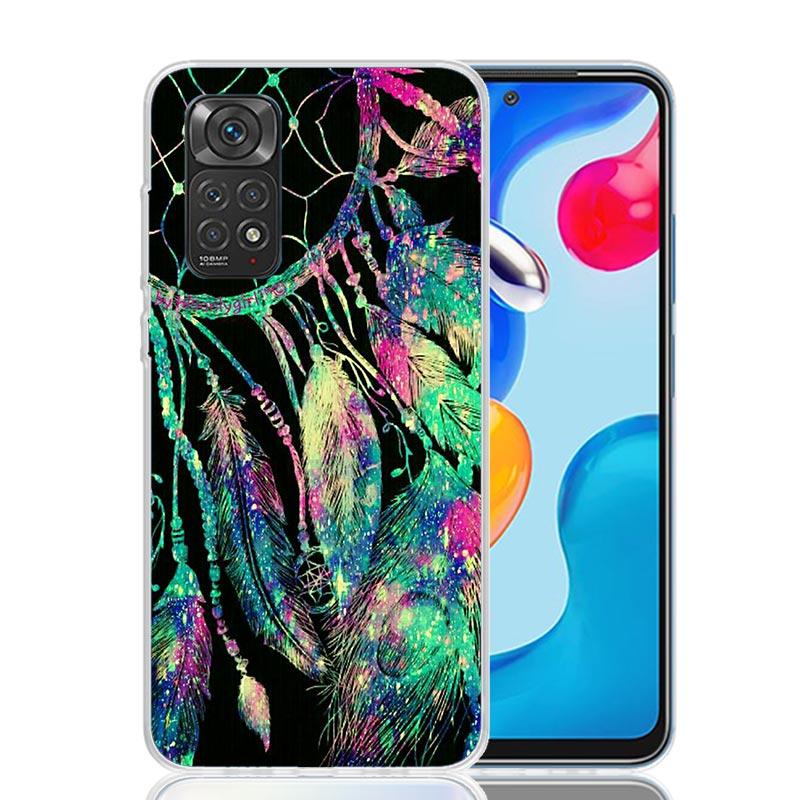 Retro Feather Dreamcatcher Phone Case For Xiaomi Redmi Note 15 14 13 12S 12 Pro Plus 11S 11E 11 11T 10S 10 Art Soft Pattern Cove