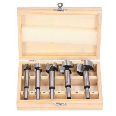 5Pcs Forstner Drill Bit Round Shank 15mm 20mm 25mm 30mm 35mm Hole Drilling Tool Set Kit