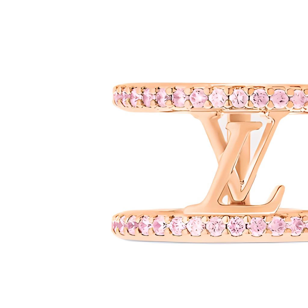Louis Vuitton Dettaglio Logo Iconico Anello in Metallo Oro Rosa Cristallo Anelli Unisex Oro Rosa M1334