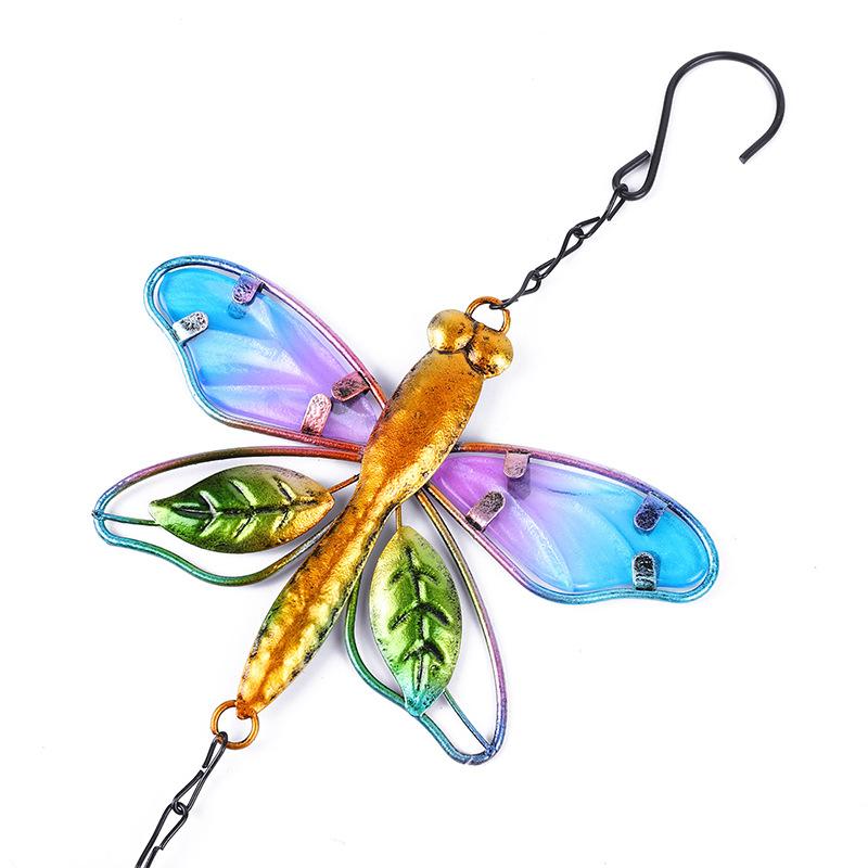 Wind Chime Hummingbirds Dragonflies Metal Glass Painted Crafts Hanging Pendants Bell Aluminum Pipe Home Courtyard Hanging Decors