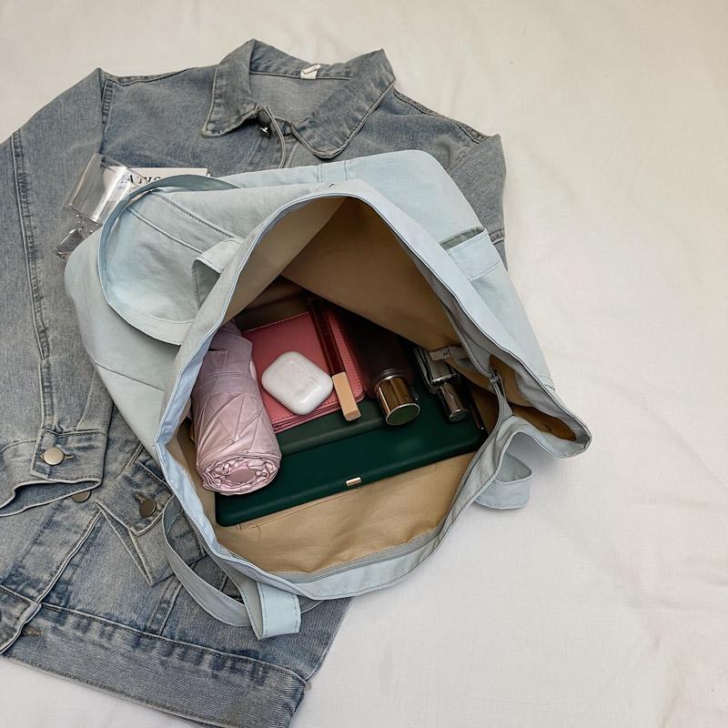 Women Large Capacity Tote Bag Commuter Canvas Bag Student Class Shoulder Bag