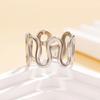 Trendy U-Shaped Wave Line Open Ring for Women - Geometric Stainless Steel Jewelry