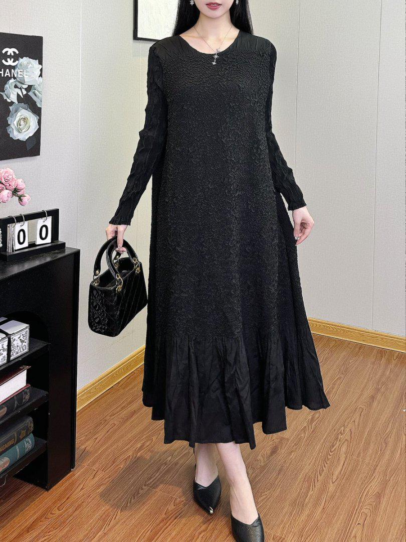 Платье-русалка с длинным рукавом в стиле Хепберн большого размера для женщин One Size чёрный