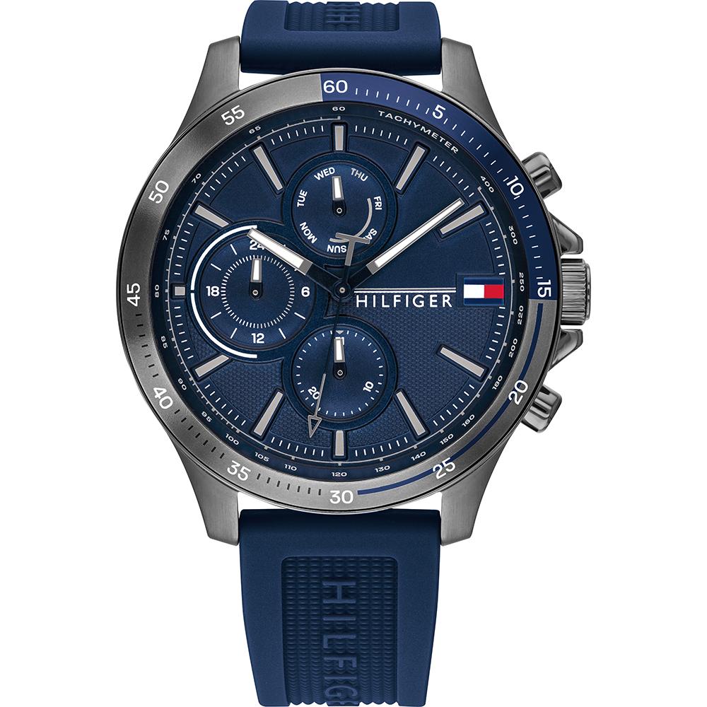 Tommy Hilfiger Bank Blue Silicone/Rubber Strap Men s Quartz Watch 1791721 синий