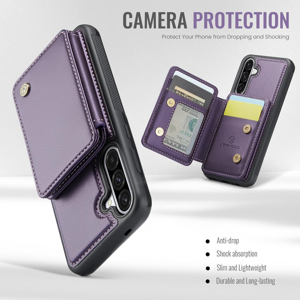 Für Samsung Galaxy A56 5G Hülle JEEHOOD J05 Leder Handyhülle mit abnehmbarer magnetischer Kartentasche