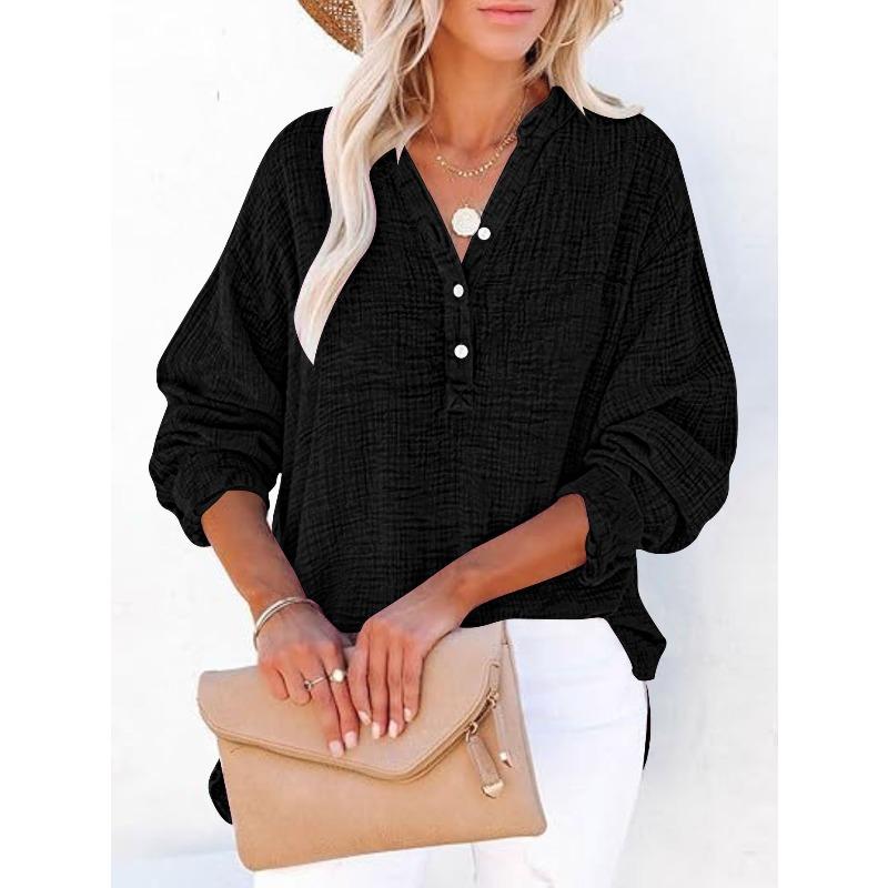 

QICED Women s Fashion Casual Long Sleeve POLO Neck Blouses & Shirts Unique design XXXXXL