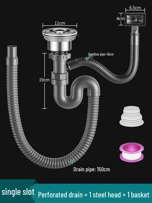 Kitchen Single Sink Drain Pipe Set