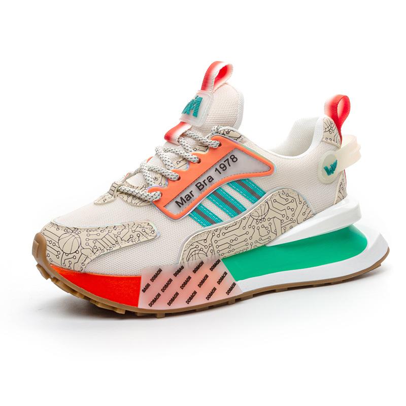 

Large size 43 women s new leather mesh platform sports style casual shoes lightweight non-slip running shoes 40 помаранчевий