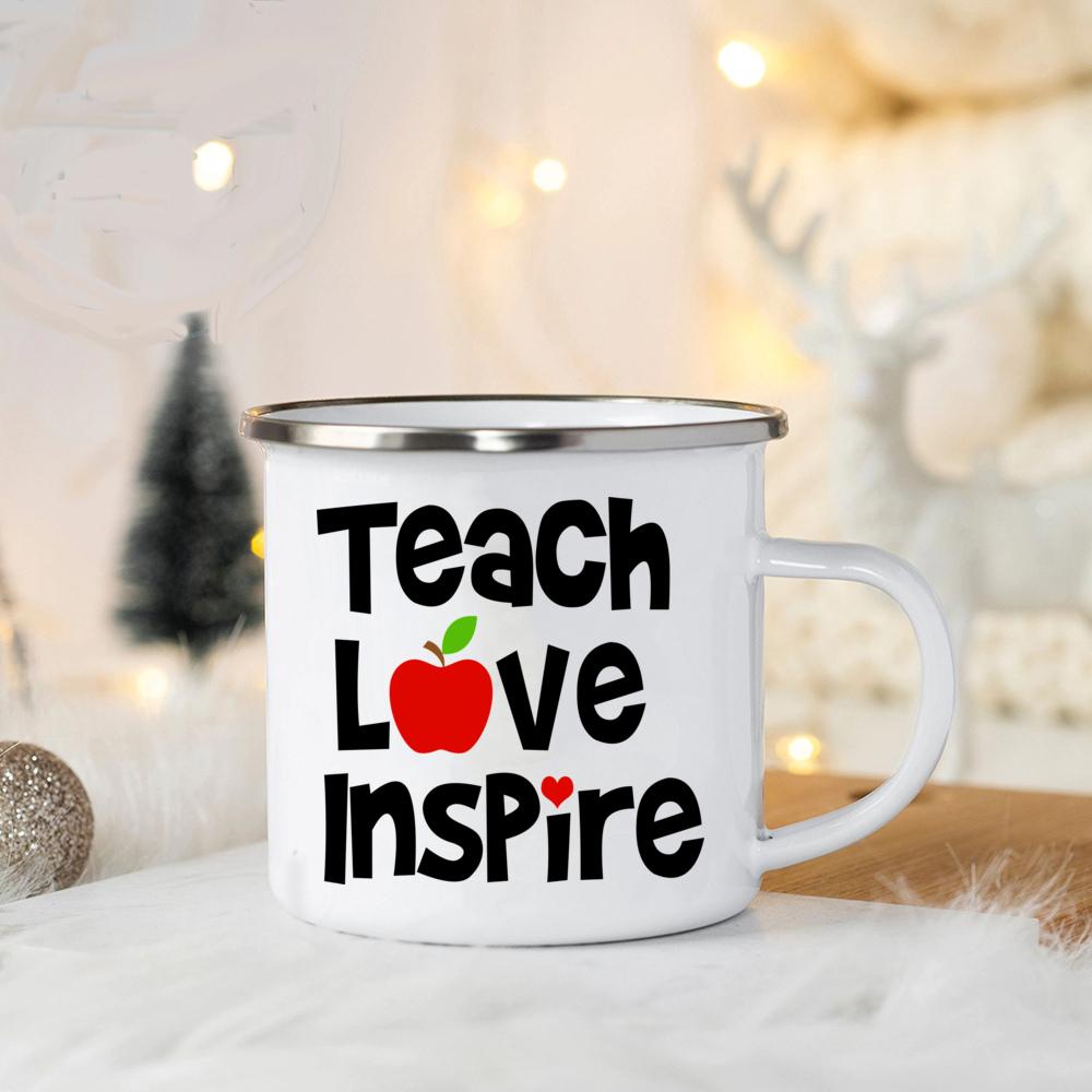 Teach Love Inspire Teacher Coffee Enamel Mug Mugs Coffee Cups Personalized Gifts Customizable Cup Cupshe Unusual Tea Cup Beer
