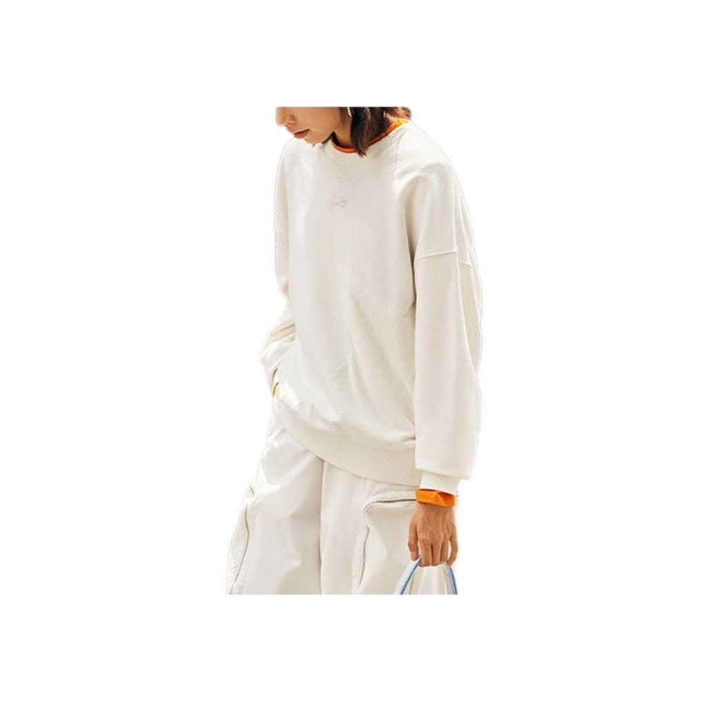 Li-Ning Buchstabenprint Rundhals Langarm Sweatshirt Damen Sweatshirt Off-White AWDTC92-1