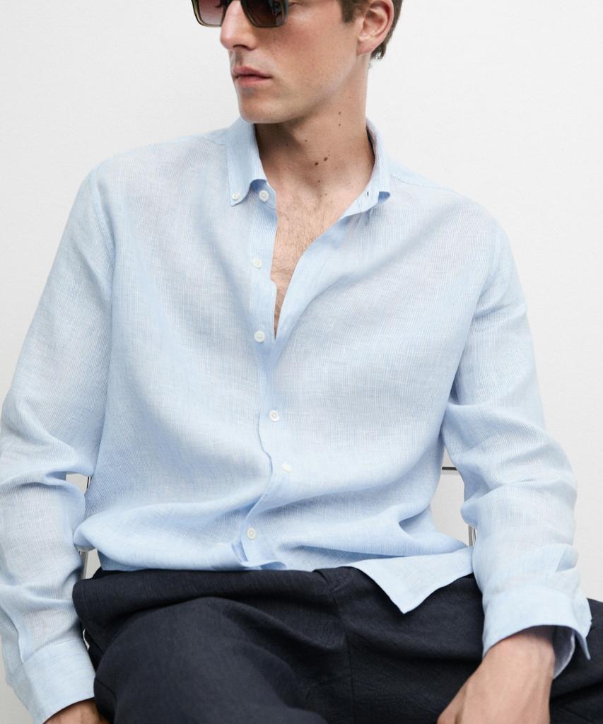 Masimodutti 100% Linen Regular Fit Pinstripe Shirt