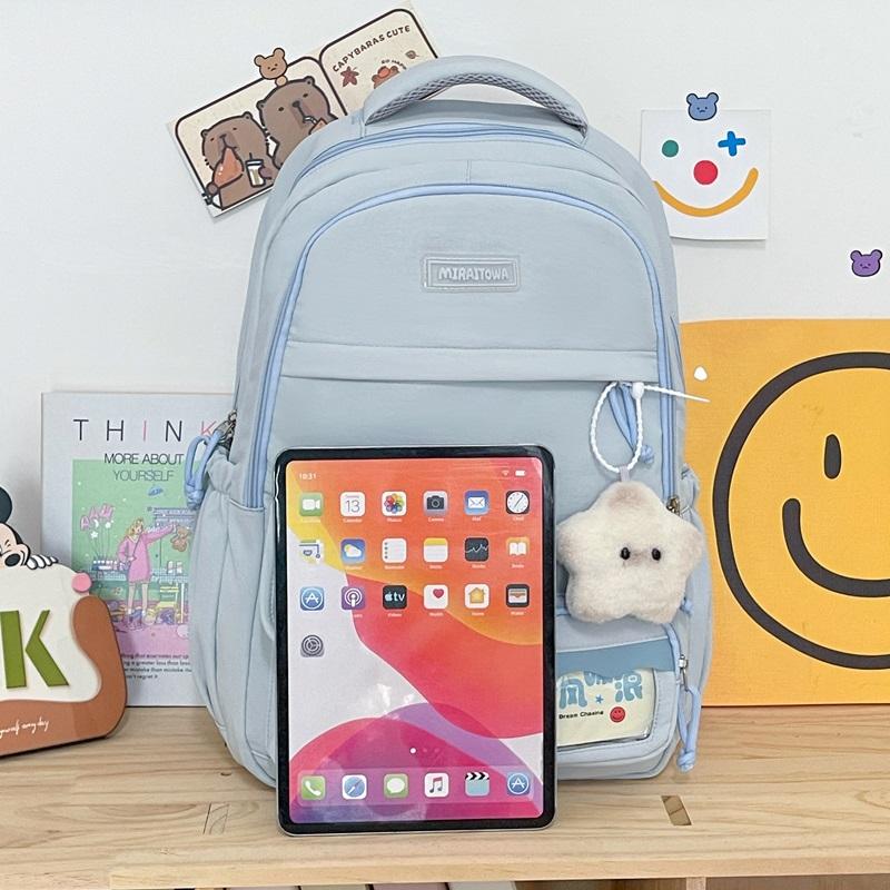 Rucsac de damă de culoare uni ghiozdan pentru elevi Rucsac de capacitate mare