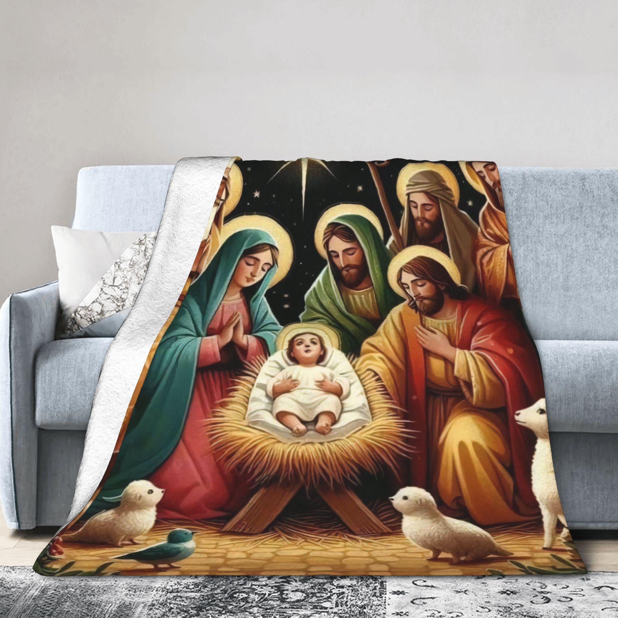 

Christmas Story Jesus is Born Blankets Quality Super Soft Bedding Throws Winter Girls Boys Couch Chair Fluffy Bedspread 30x40in
