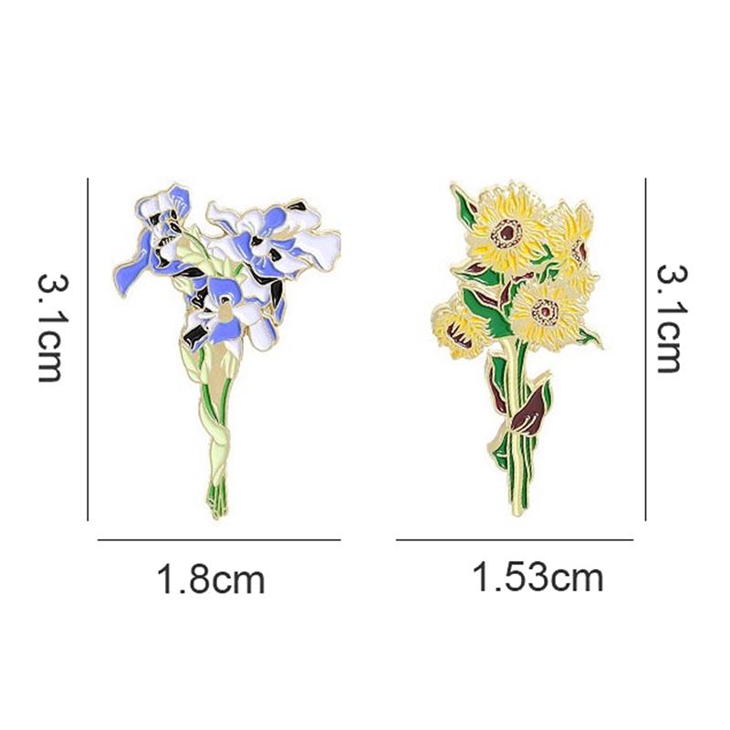 Spilla da Bavero Spilla Van Gogh Girasole Iris Spilla Fiore Spilla da Cappello in Metallo per Vestiti Spille Smaltate Spille per Zaino Regali per Donne