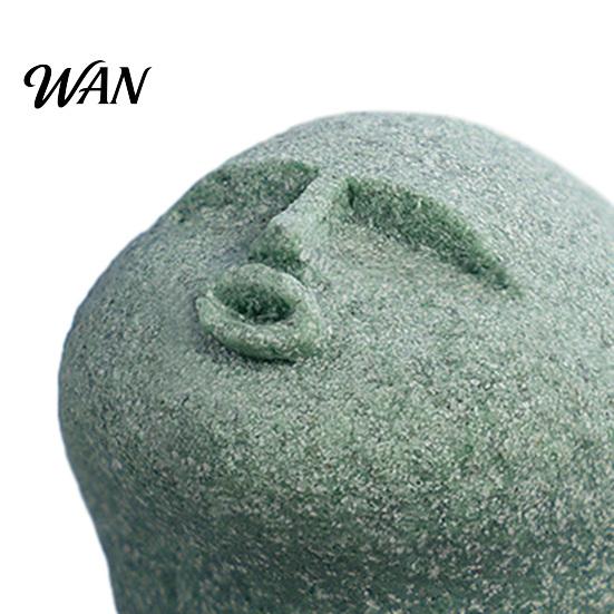 Blue Sandstone Statue Cute Stone Primitive Man Figurine Funny Stoneman Carving Face Home Atmosphere Enhancer Decoration for Garden Decor Fish