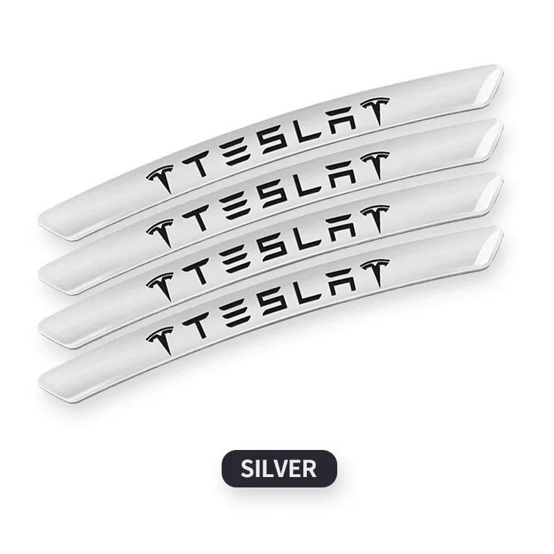 

Car Sticker 2025 New Tesla Car Metal Alloy Emblem Wheel Hub Racing Decor Sticker Wheel Brow Decal Fusion Accessories For Tesla M