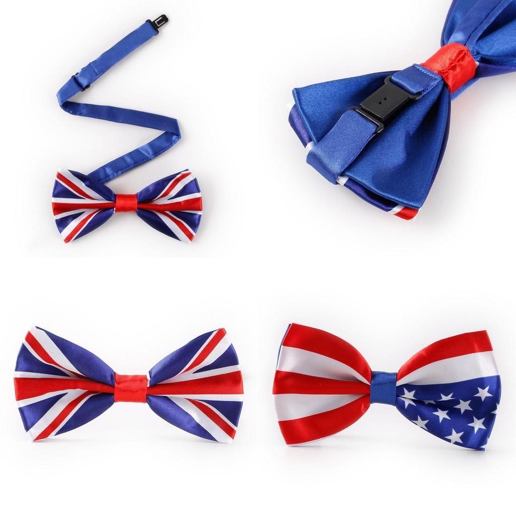 Stylish Union Jack Usa Flag Silk Bow Tie For Fancy Dress Costumes