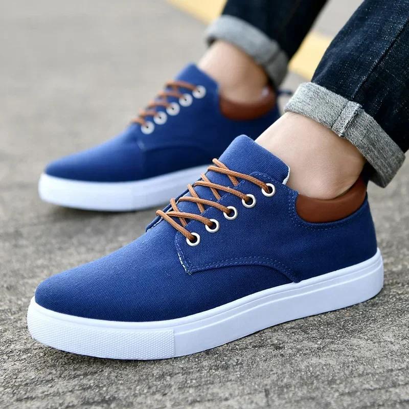 Men Shoes Canvas Sneakers Flats Lace Up Leisure Loafers Fashion Comfort Rubber Sole Non Slip Sneakers 45 45 47 48 Large Size