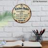 2D Flat 1pc, 8x8 in Printed Aluminum Metal Sign, Featuring Kitchen Rules Design, Round Aluminum Wall Art, Suitable for Decorating Patios, Porches