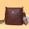 Stitching Women's Bag PU Shoulder Bag Bucket Bag