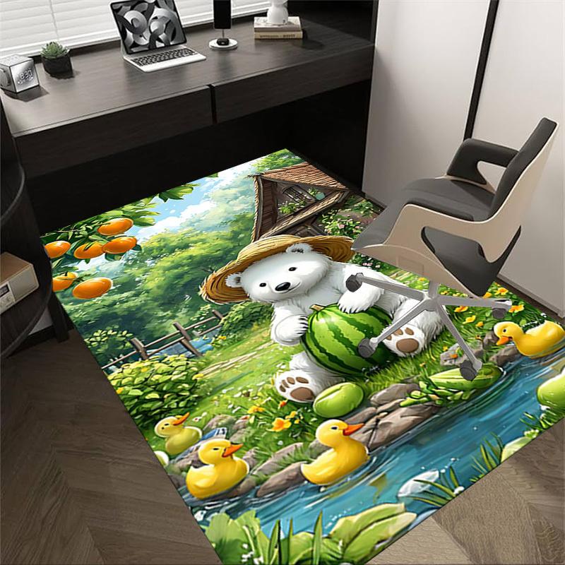 

1PC Summer Bear Non-Slip Floor Carpet Compatible for Office&Living Room&Bedroom&Dining room - Flat - Weave Machine-S0359 60cm by 90cm