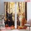 2pcs,2D Plane Printing Pattern Curtains Autumn Trio Cats Versatile Polyester (without Rod) Art Deco Festive for Study, Living