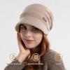 Chapeau d'hiver pour femmes, large bord court, élastique, couleur unie, doux, chaud, épais, peluche, résistant au froid, antidérapant, bonnet tricoté pour l'extérieur, hiver