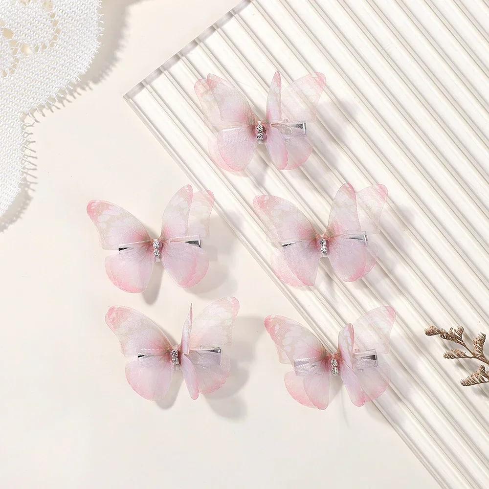 New Cute Princess Mesh Double-layer Butterfly Lovely Girls Hairpins Children Headwear Hairgrip Hair Clips Hair Accessories