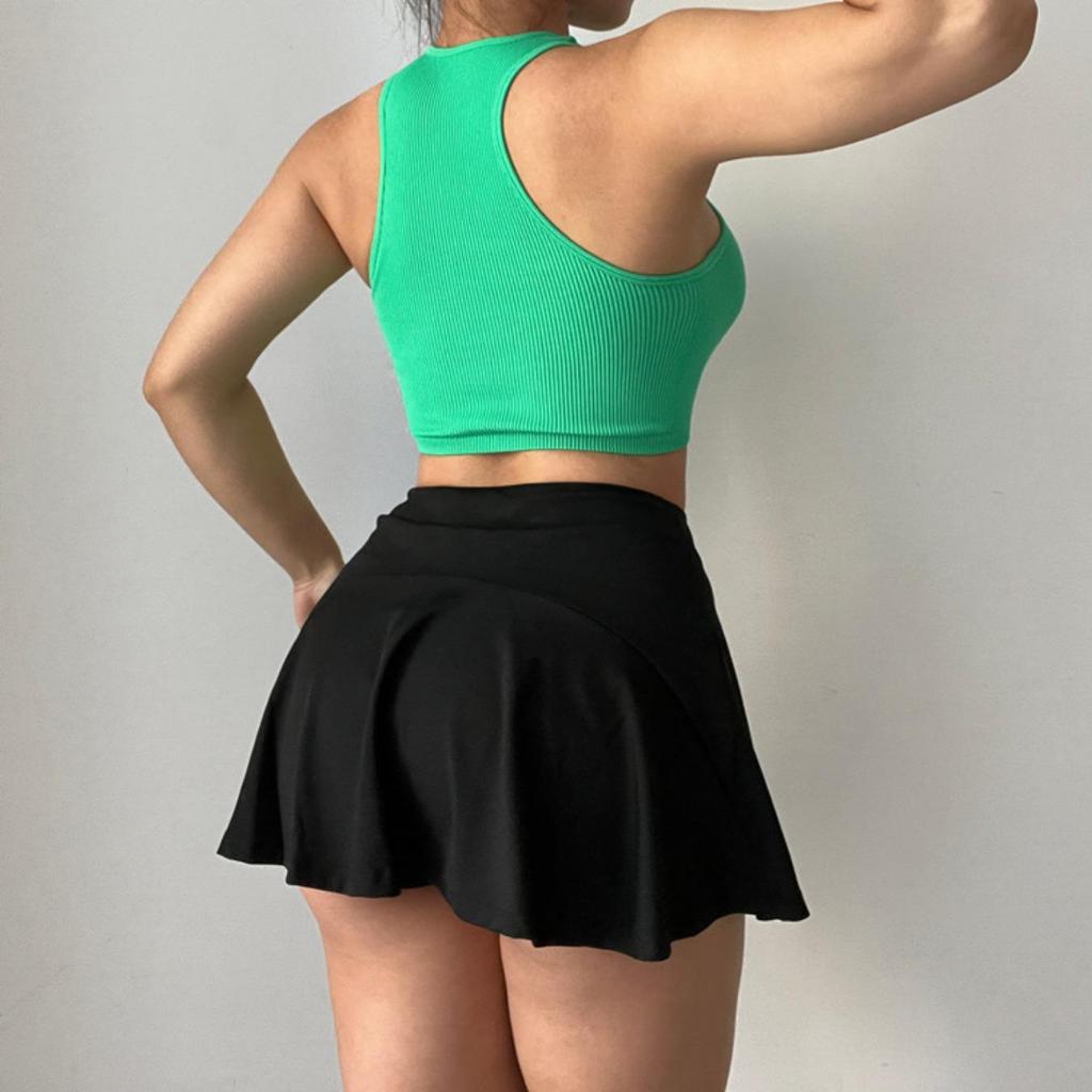 Στρογγυλή λαιμόκοψη με λουράκια Crop Tops Γυναικείες καλοκαιρινές μονόχρωμες καμίσλες γιόγκα μονόχρωμες αθλητικές σωληνώσεις Γυναικεία αμάνικα Cropped Y2K Ρούχα για κορίτσια