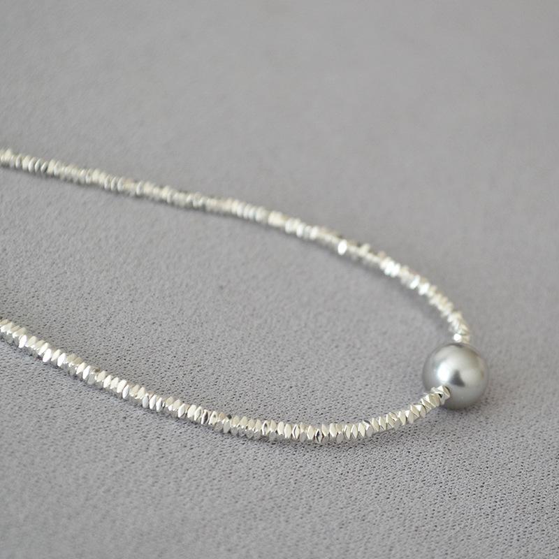 Korean Style Sparkling Irregular Silver Beaded Clavicle Necklace for Women