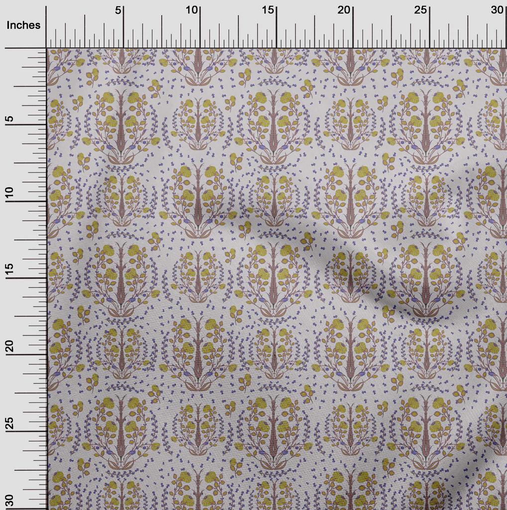 oneOone Cotton Flex Dark Olive Green Fabric Asian Suzani Floral Sewing Material Print Fabric By The Yard 40 Inch