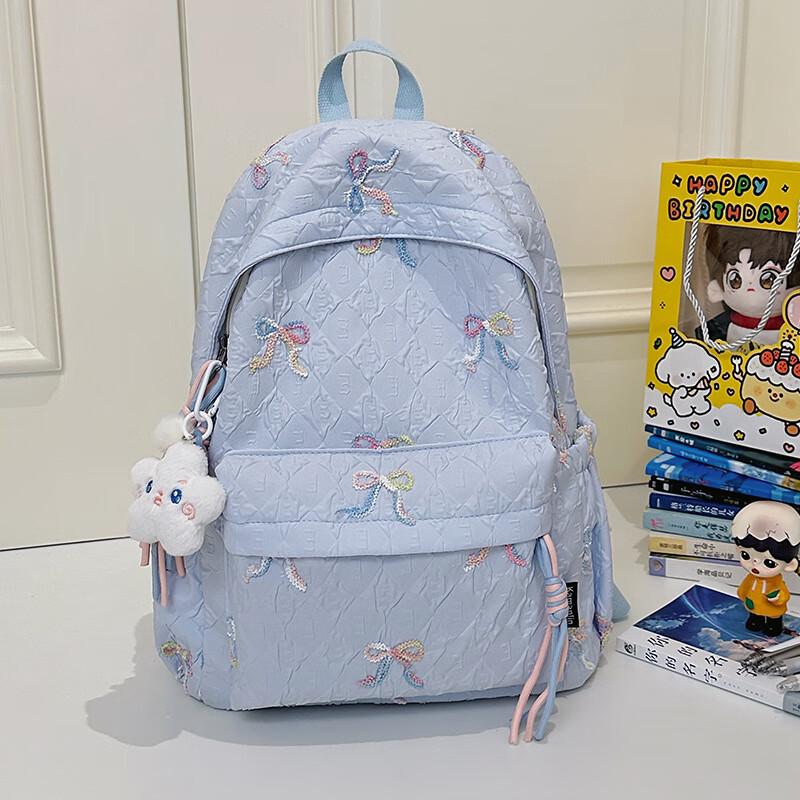 Cute Bowknot Student Backpack Standard Size with Pendant