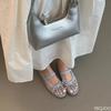 Bow fashionable soft-soled shoes temperament mesh round head shallow mouth single shoes  lightweight Breathable flat shoes